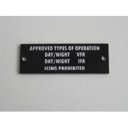 AW139 Types of operation placard